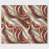 Papier Cadeau Flux de marbre or et bordeaux (Plat)