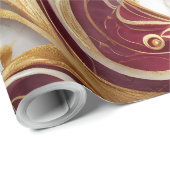 Papier Cadeau Flux de marbre or et bordeaux (Coin rond)