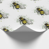 Papier Cadeau Flying Bumble BEE, Freehand Digital Drawing Insect (Coin)