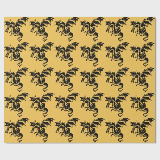 Papier Cadeau Flying Dragon Design Gold (Plat)