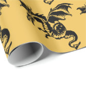 Papier Cadeau Flying Dragon Design Gold (Coin rond)