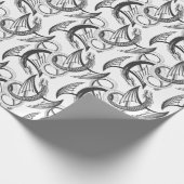 Papier Cadeau Flying Dragon in dark gray and white. (Coin)