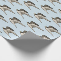 Flying falcons on light blue wrapper paper