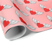 Papier Cadeau Flying Hearts Tilt (Coin rond)