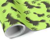 Papier Cadeau Flying witch among stars at Halloween night 3D (Coin rond)