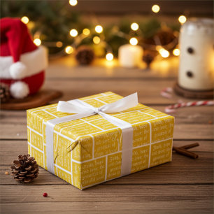 Papier Cadeau Foi Espoir et Amour Noël Vintage Or