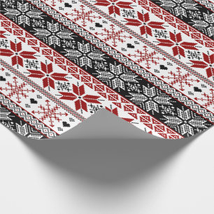 Papier Cadeau Foire d'hiver rouge et noir Motif de l'île