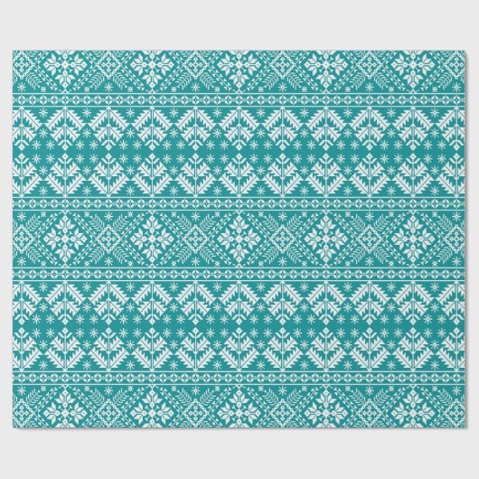Papier Cadeau Foire turquoise et blanche d'hiver à l'île Noël (Plat)
