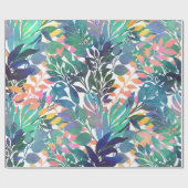 Papier Cadeau Foliage de la Jungle tropicale Aquarelle Verdure (Plat)
