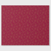 Papier Cadeau Foliage de vacances moderne or et rouge (Plat)