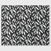Papier Cadeau Foliage moderne noir et blanc (Plat)