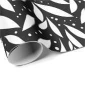 Papier Cadeau Foliage moderne noir et blanc (Coin rond)