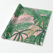 Papier Cadeau Foliage Tropical Monstera Feuille (Déroulé)