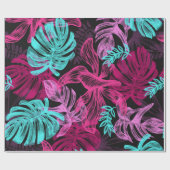 Papier Cadeau Foliage Tropical Monstera Feuille (Plat)