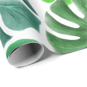 Papier Cadeau Foliage Tropical Monstera Feuille (Coin rond)