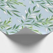 Papier Cadeau Foliage vert Motif Élégant vert clair bleu (Coin)