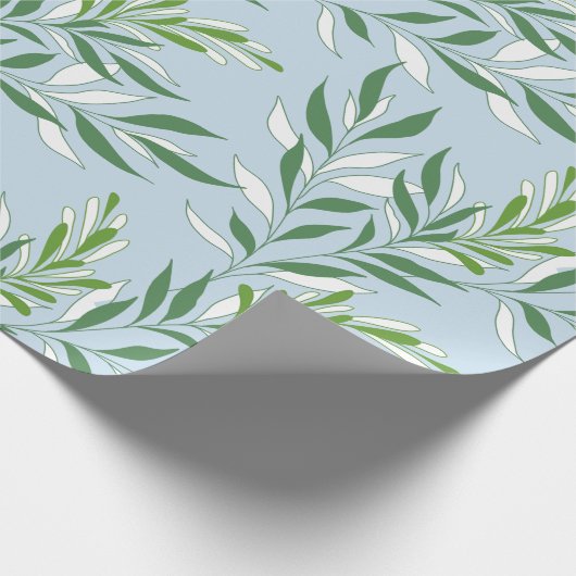 Papier Cadeau Foliage vert Motif Élégant vert clair bleu (Coin)