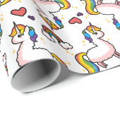 Papier Cadeau Folie de Llamacorn (Coin rond)