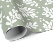 Papier Cadeau Folift de Noël moderne Vacances Sage Vert (Coin rond)