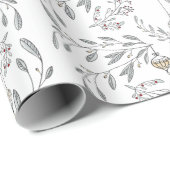 Papier Cadeau Folithe de Noël et baies (Coin rond)