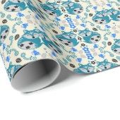 Papier Cadeau Folk Art Fox Print Decor (Coin rond)