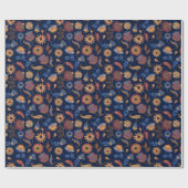 Papier Cadeau Folk Rustique Floral (Plat)