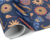 Papier Cadeau Folk Rustique Floral (Coin rond)