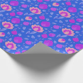 Papier Cadeau Folkore Floral Moderne // Bleu-Violet-Rose (Coin)