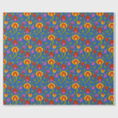 Papier Cadeau Folkore floral moderne // Jaune-rouge-bleu (Plat)