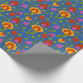 Papier Cadeau Folkore floral moderne // Jaune-rouge-bleu (Coin)