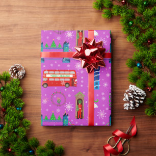 Papier Cadeau Fond à motif violet de Noël à Londres