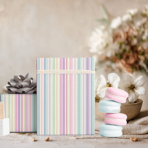 Papier Cadeau fond à rayures arc-en-ciel