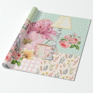 Papier Cadeau Fond aquarelle pastel Anniversaire botanique