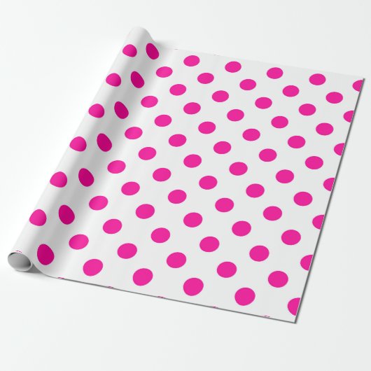 Papier Cadeau Fond blanc pois roses (Déroulé)