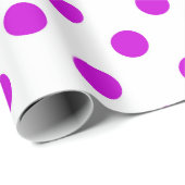 Papier Cadeau Fond blanc pois violets (Coin rond)