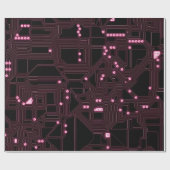 Papier Cadeau fond de circuit de micro-puce rose, 3d, ab (Plat)