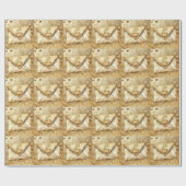 Papier Cadeau Fond de cœurs dorés sur le thème Cœurs Amour (Plat)