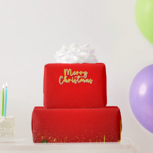 Papier Cadeau Fond de Noël rouge festif avec ornement doré