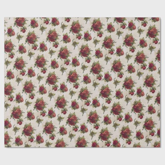 Papier Cadeau Fond d'écran Antique Red Rose (Plat)