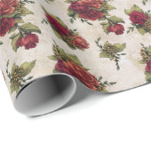 Papier Cadeau Fond d'écran Antique Red Rose (Coin rond)
