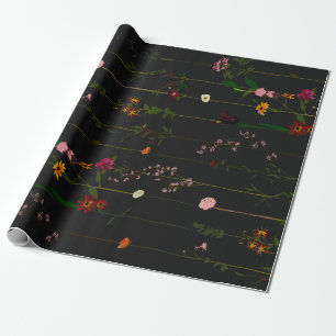 Papier Cadeau Fond floral - Sombre