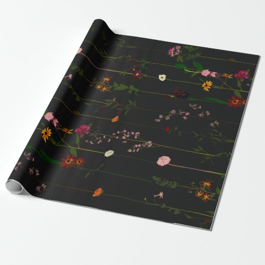 Papier Cadeau Fond floral - Sombre (Déroulé)