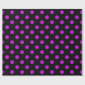 Papier Cadeau Fond noir pois violets (Plat)
