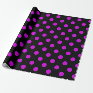 Papier Cadeau Fond noir pois violets