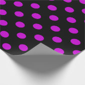 Papier Cadeau Fond noir pois violets (Coin)