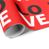 Papier Cadeau Fond rouge unique amour romance (Coin rond)