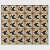 Papier Cadeau Fond rustique de dragon noir (Plat)