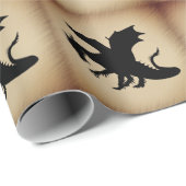 Papier Cadeau Fond rustique de dragon noir (Coin rond)