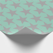 Papier Cadeau - Fond Sarcelle Étoile Grise (Coin)