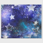 Papier Cadeau Fond spatial avec étoiles (Plat)
